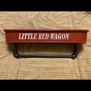 Red Wagon Wall Storage Shelf with Towel Bar